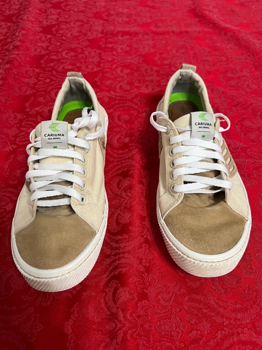 Cariuma Men’s 11.5 Beige Canvas Suede Low Top Sneakers Skate Shoes